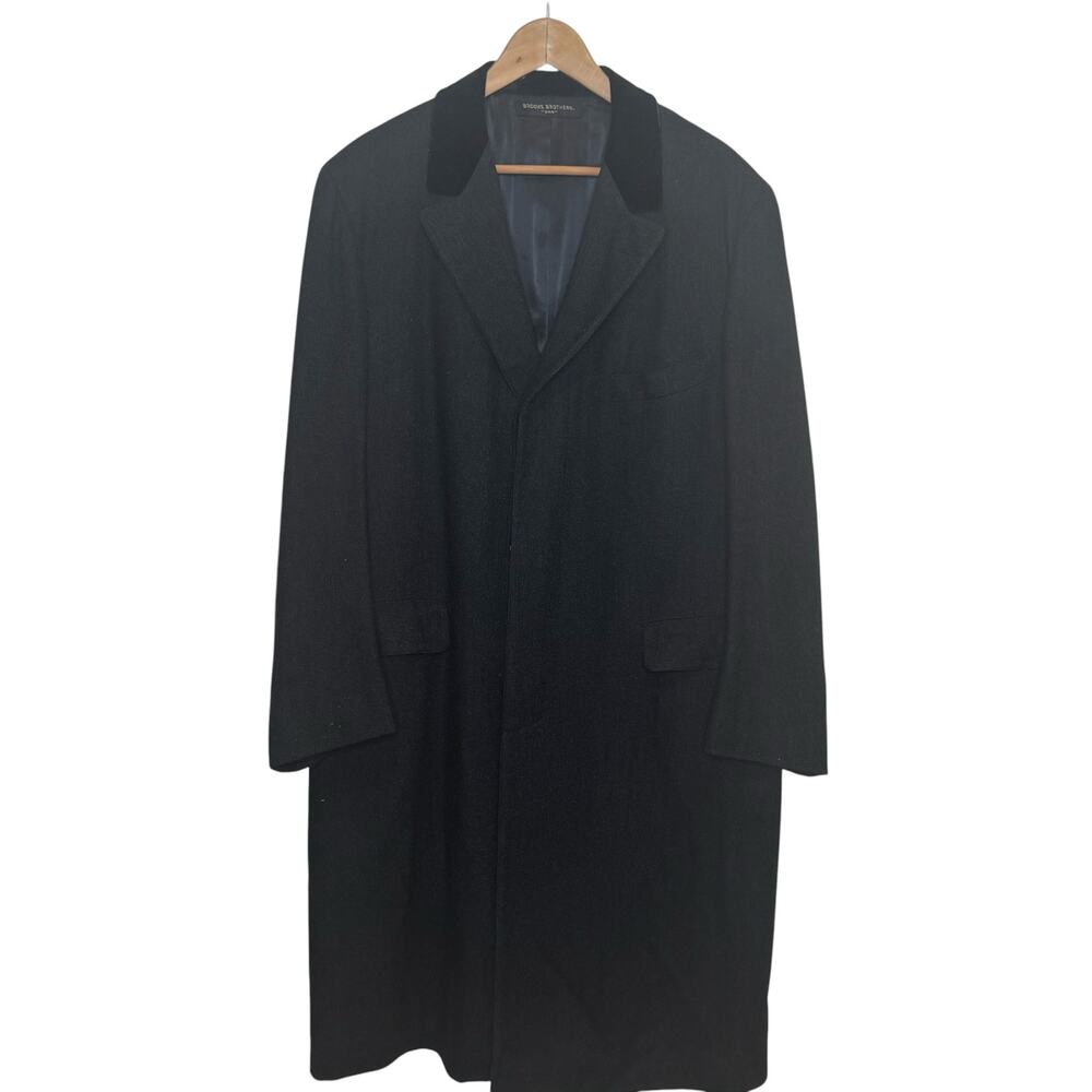 Brooks Brothers 41 Reg Herringbone Velvet Collar Wool Over Coat